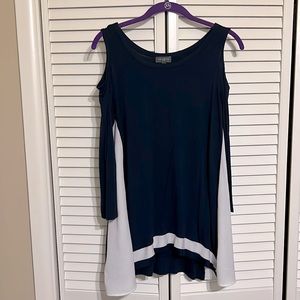 THE LIMITED navy blue cold shoulder flowy top